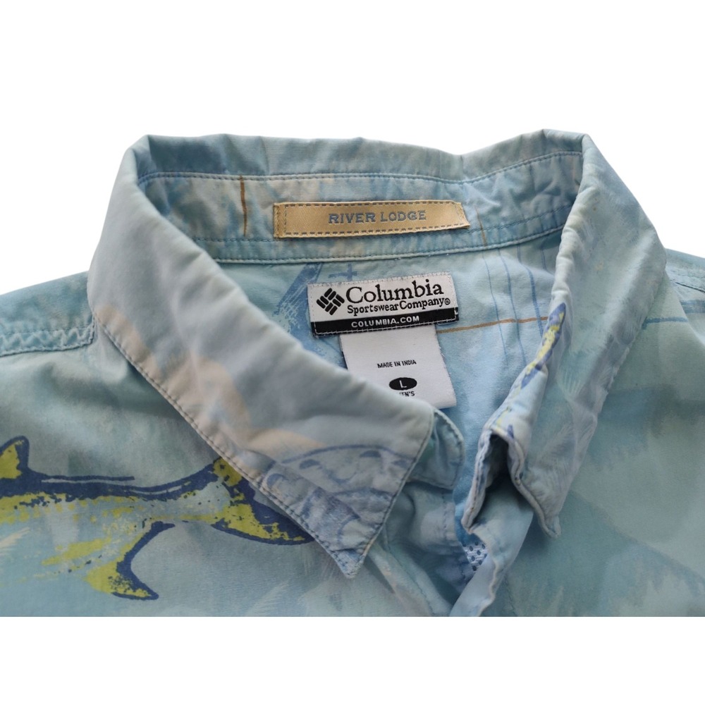 Columbia River Lodge Shirt Short Sleeves Mesh Vent Fishing Blue Mens‎ Large